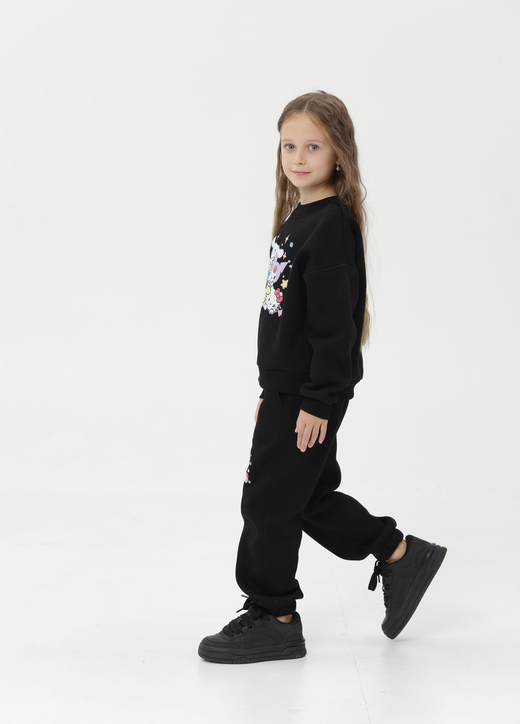 Чорний зимній дитячий повсякденний костюм двійка для дівчинки kuromi чорний No Brand