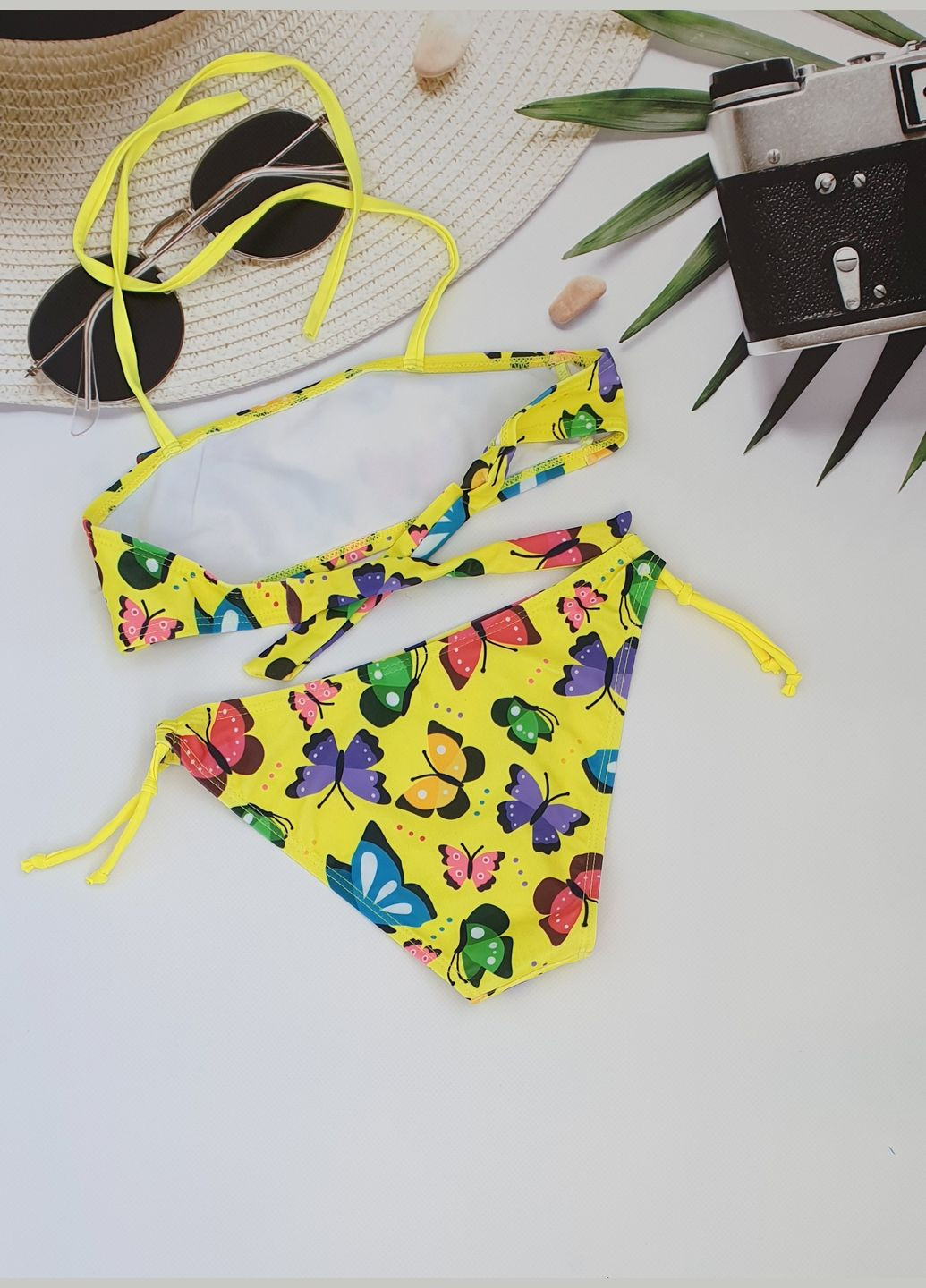 Жовтий літній підлітковий купальник топом для дівчаток роздільний No Brand