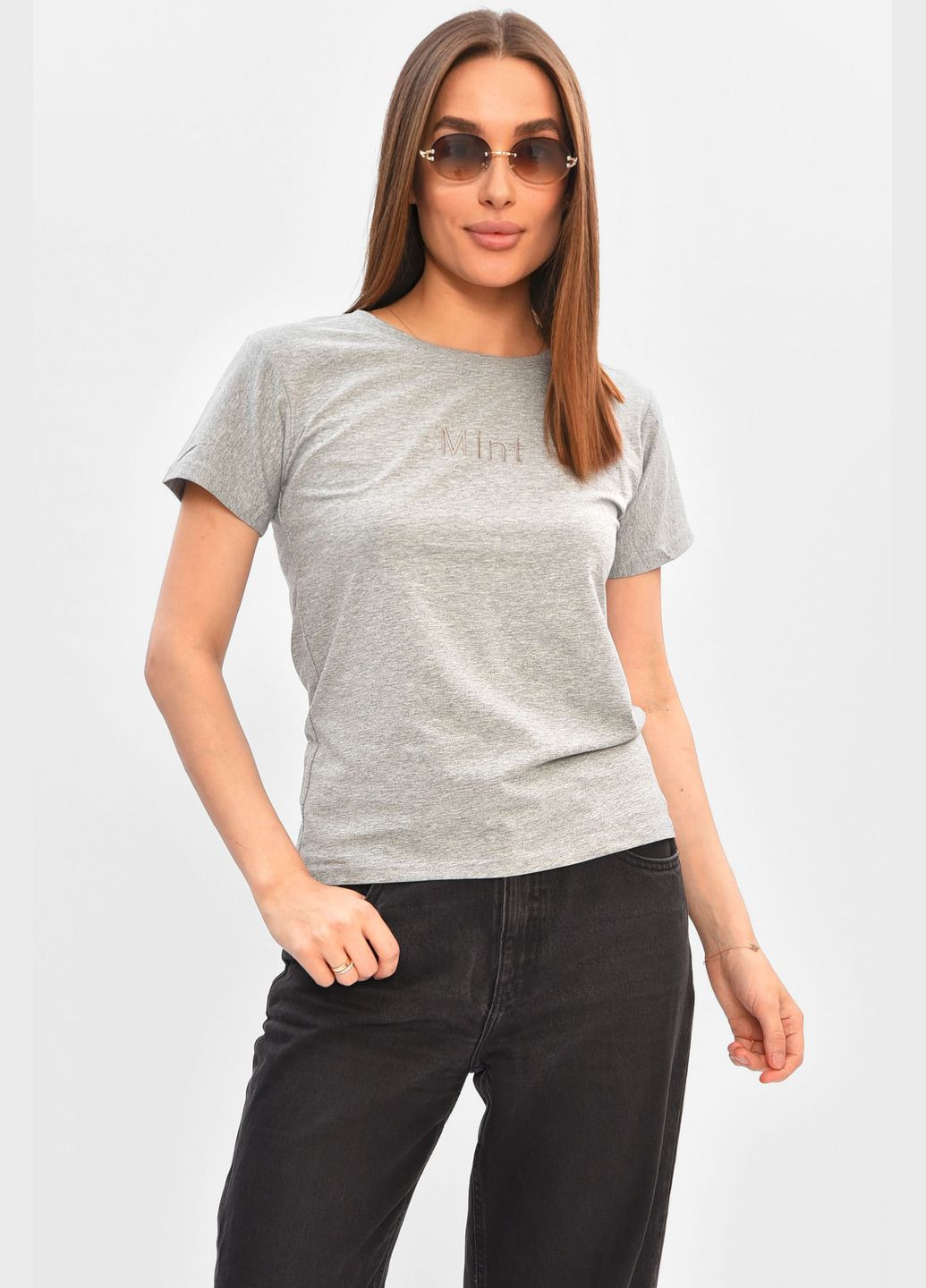 Футболка жіноча сірого кольору Let's Shop - (339601724)