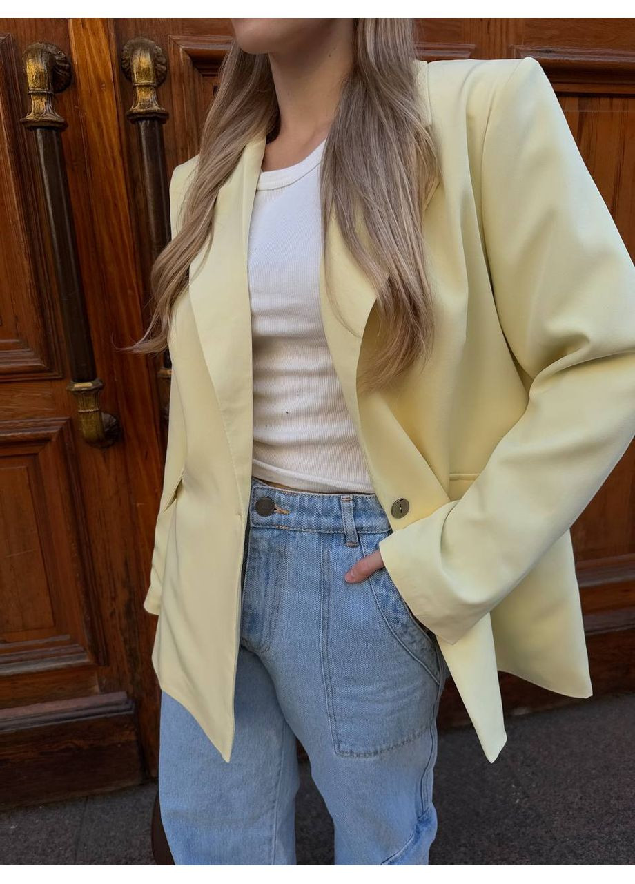 Светло-желтый женский пиджак оверсайз Україна - демисезонный