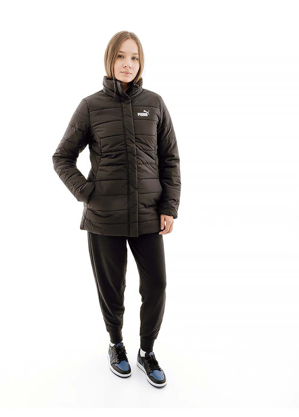 Черная демисезонная женская куртка ess+ padded jacket черный Puma