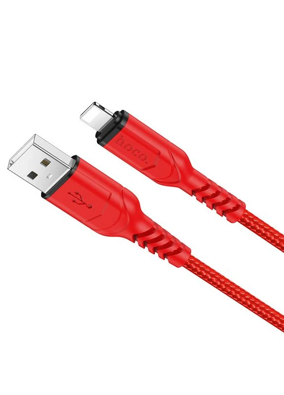Кабель X59 USB – Lightning 2.4 А 1 м в нейлоновому обплетенні червоний Hoco (401881056)
