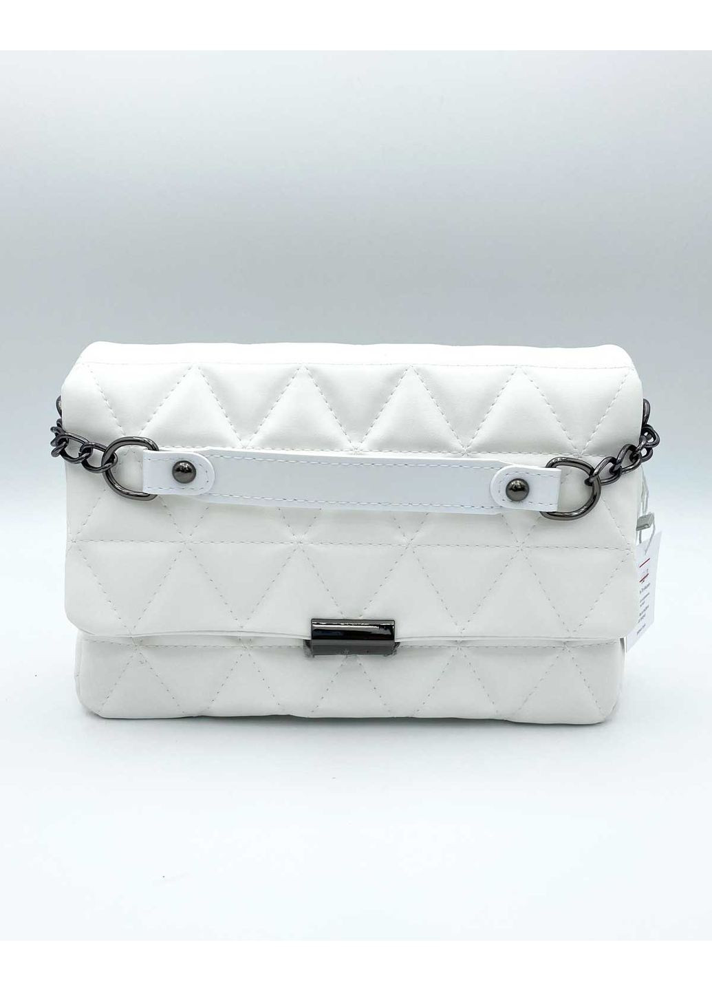 Сумка жіноча стьобана біла екокожа молодіжна сумка через плече з ланцюжком ProDobro (367265700)