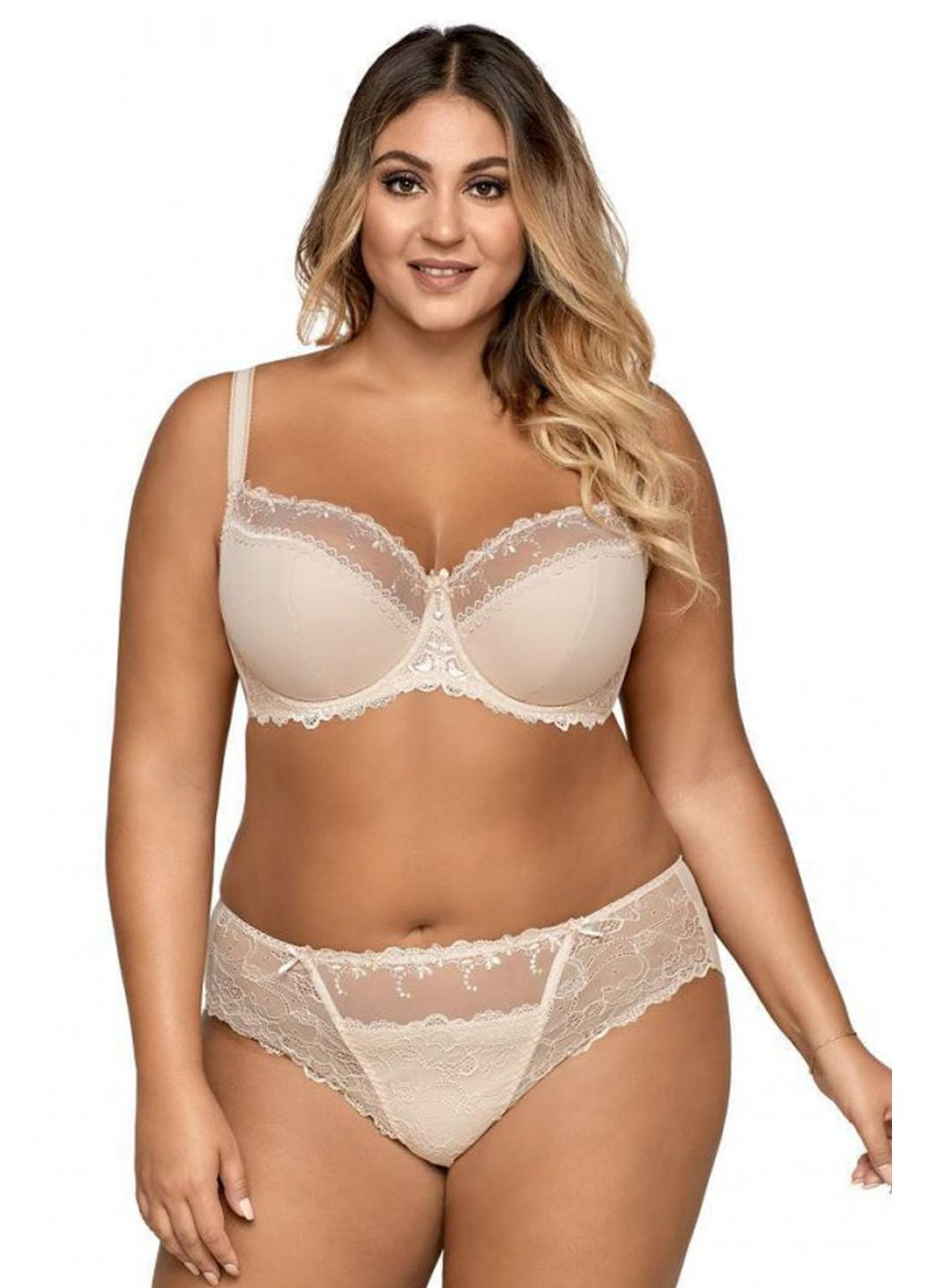 Бежевый бюстгальтер с полумягкой чашкой beige Ava хлопок, полиамид, эластан