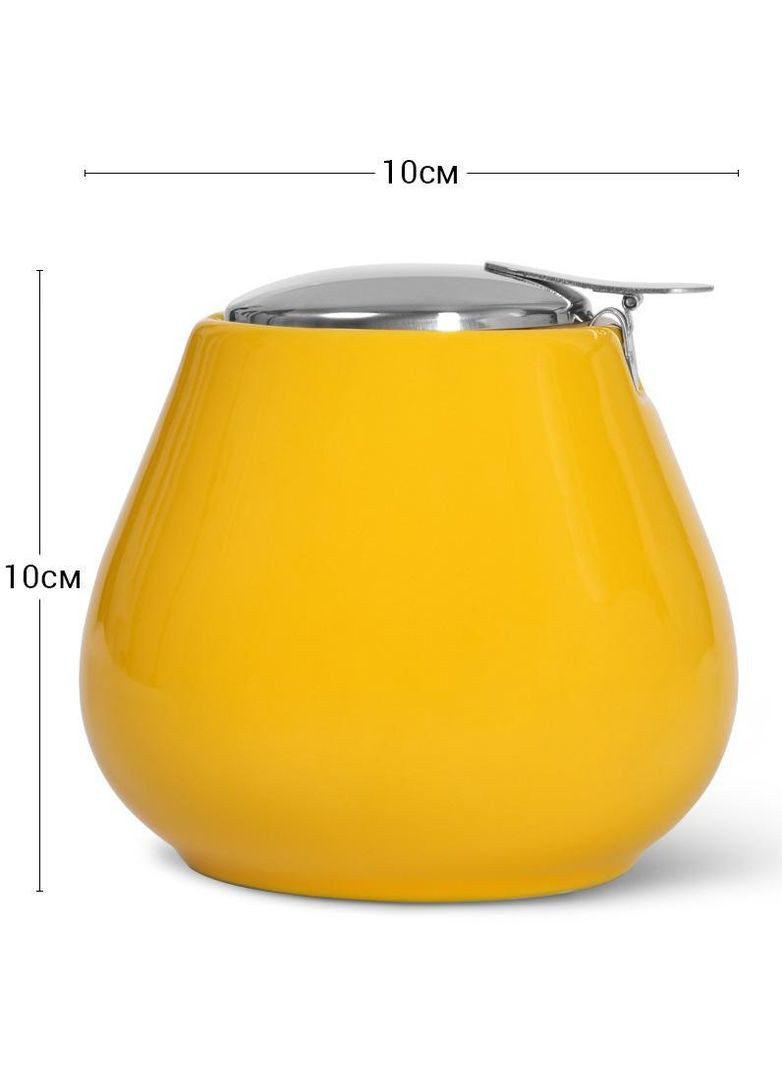 Сахарница керамическая ProfiTea 600мл с откидной крышкой, коричневая, желтая Fissman (297366666)