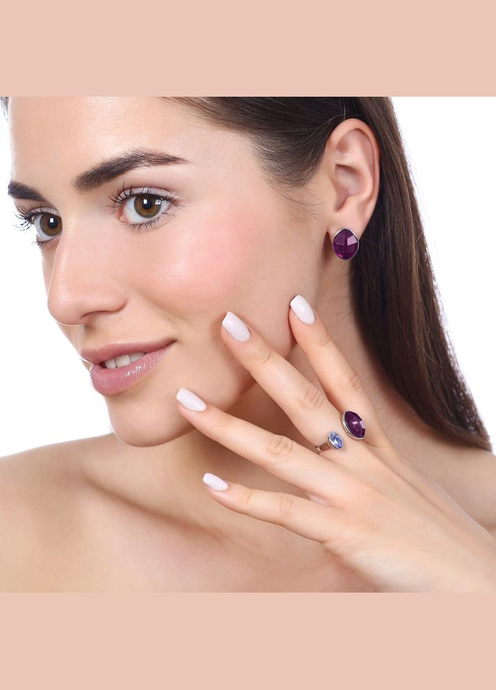 Серьги с крупным кристаллом Фуксия Sincera (341534229)