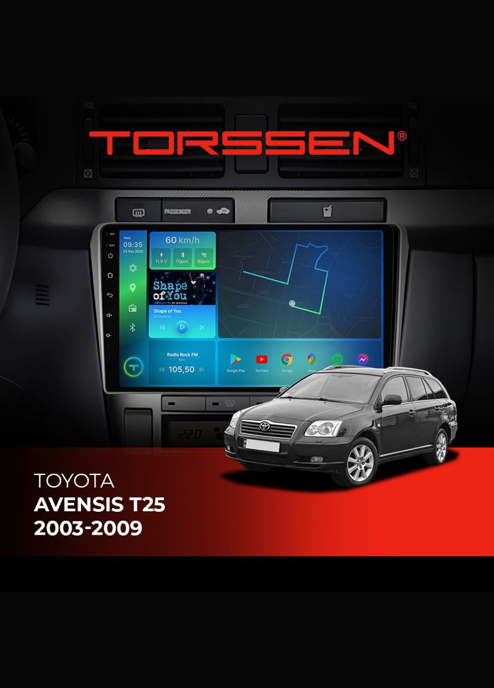 Штатная магнитола Toyota Avensis T25 0309 FL9 4+64Gb 4G Carplay DSP Torssen (307087112)
