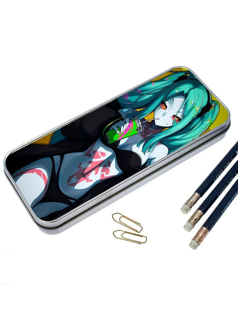 Пенал школьный для мальчика и девочки металлический Киберпанк #005 7*18 см Silver No Brand (309160112)