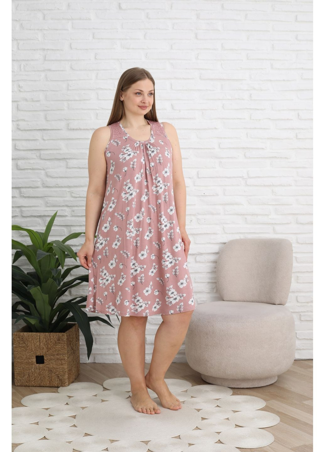 Женская сорочка на широких бретельках Plus Size Nicoletta (365720448)