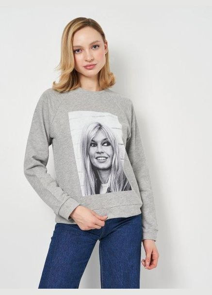 Сірий світшот демісезон,сірий з принтом, Brigitte Bardot (283296408)