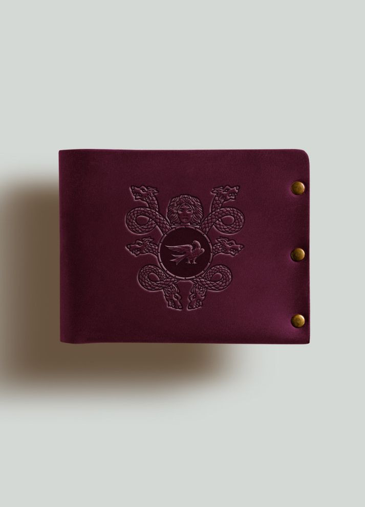 Кошелек на заклепках Змеевик (Горгона) натуральная кожа Crazy horse с отделениями для карточек Turtle (323014757)