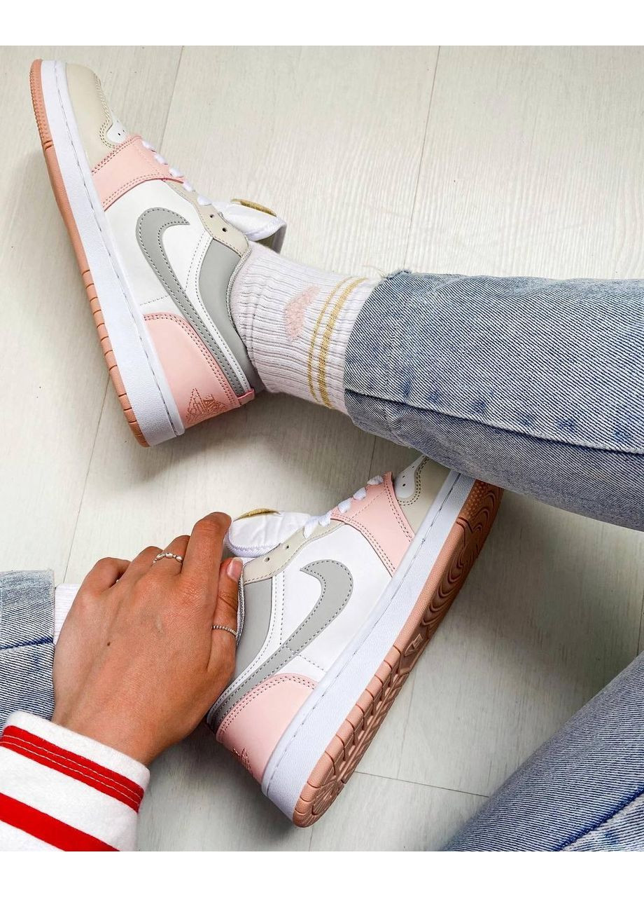 Черные демисезонные кроссовки мужские nike air jordan retro 1 low white red «black logo» найк аир джордан No Brand