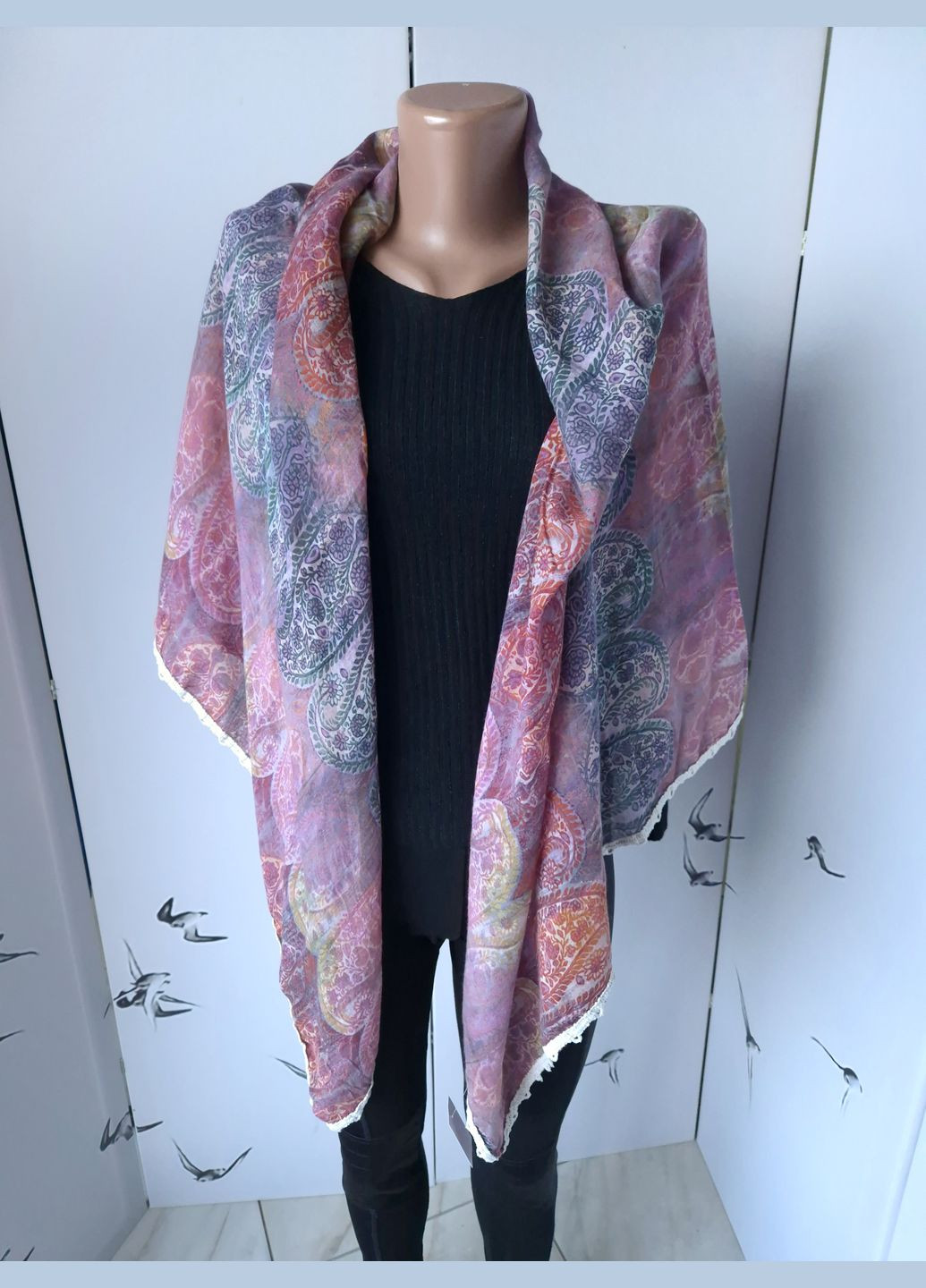 Шаль женская в узор весна-осень 125х120 см No Brand (317286485)