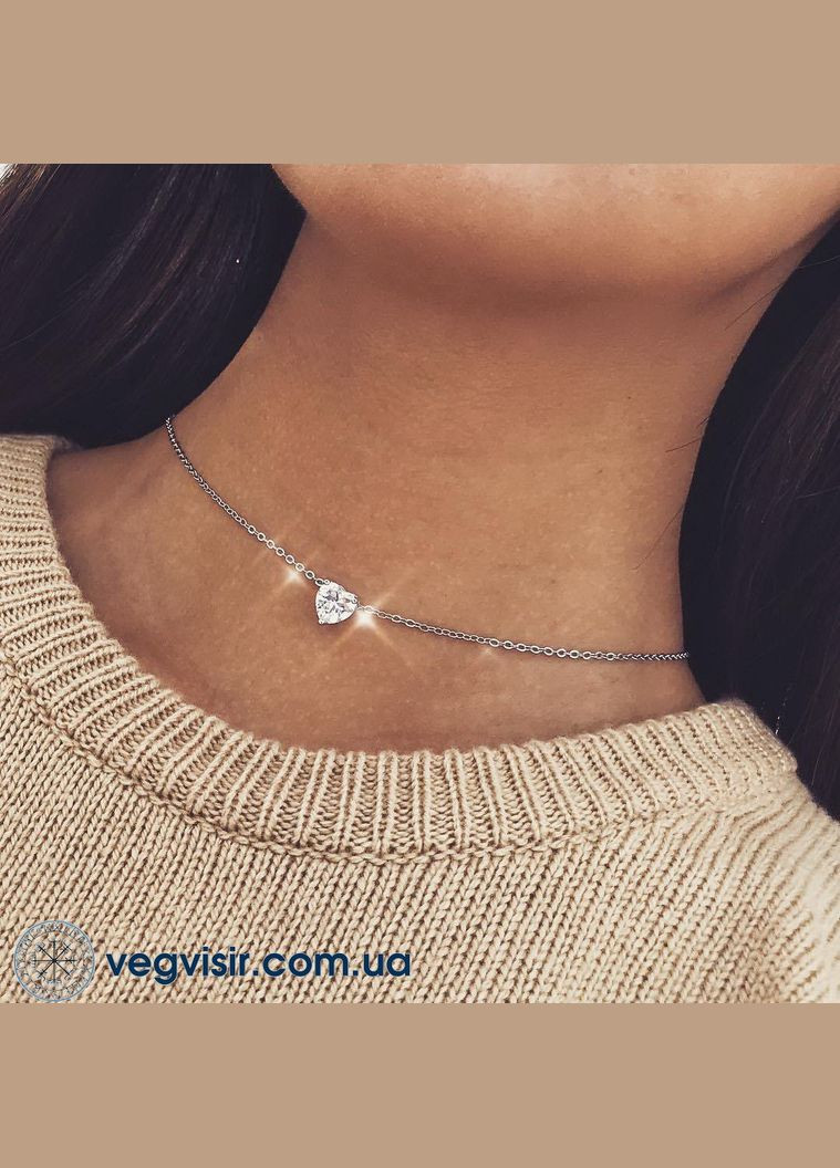 Кулон модная подвеска маленькое Сердце сердечко кристалл золотой цвет бусы No Brand (337716482)