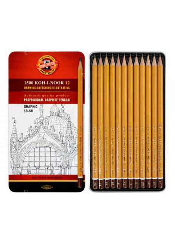 Набор графитных карандашей Kohi-noor Graphic 12 штук 1502-3 5B-5H Koh-I-Noor (281999458)