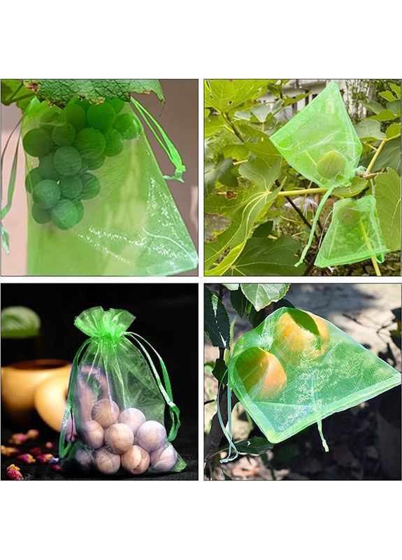 Садовые сетчатые мешочки для защиты плодов 30×20 см двойные завязки набор 10 шт светло-зеленые No Brand (370287186)