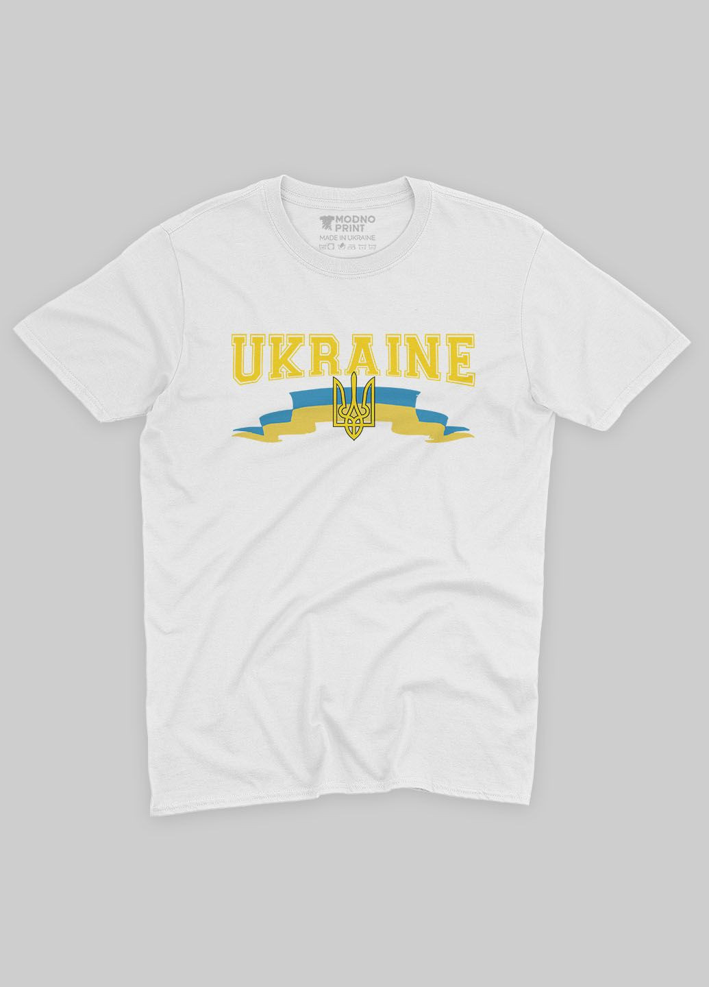 Біла демісезонна футболка для хлопчика з патріотичним принтом ukraine (ts001-4-whi-005-1-093-b) Modno