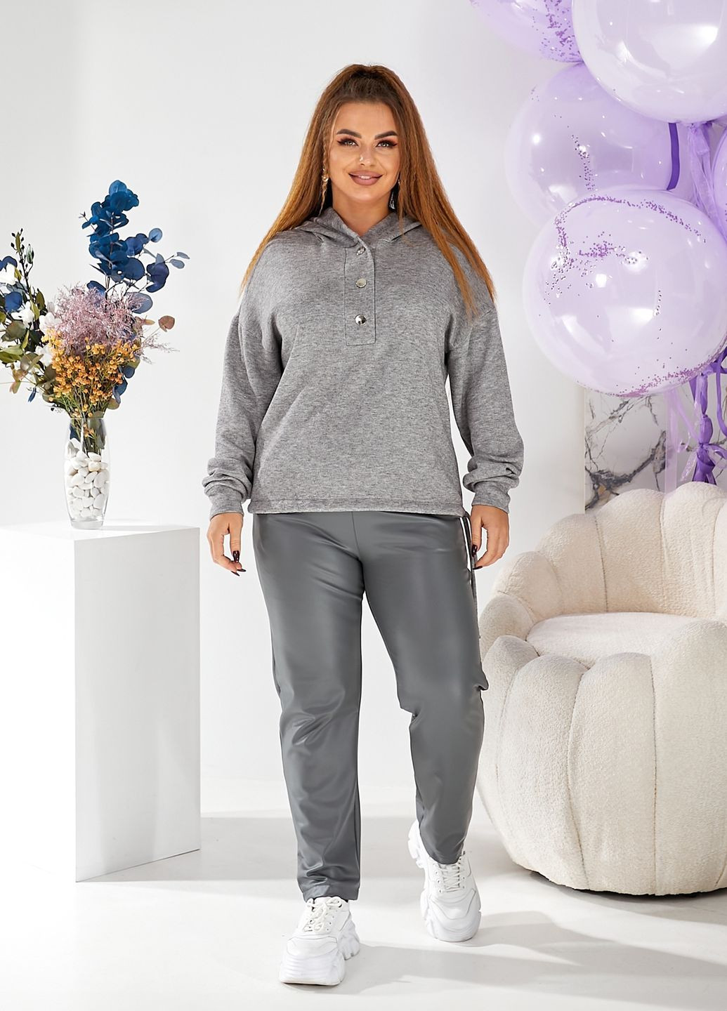 Женский костюм с кожаными штанами No Brand (319327447)