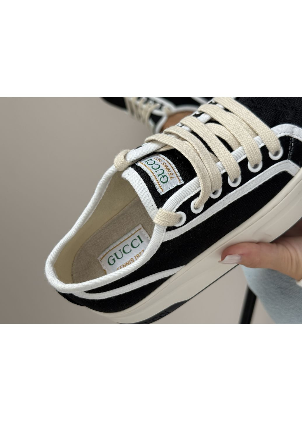 Кросівки жіночі Gucci GG Canvas | Гуччі Канвас чорно-білі No Brand чорно-білі демісезони (366343495)