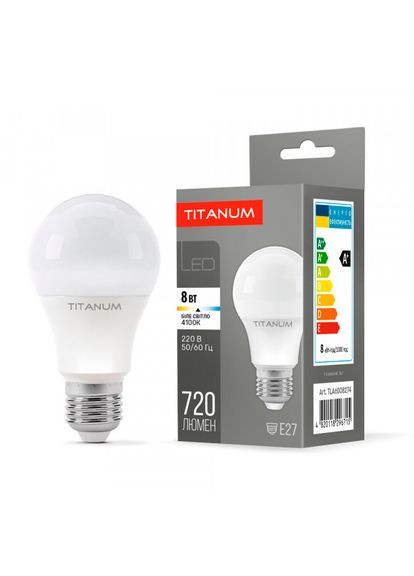 LED лампа A60 8W E27 4100K Titanum (366218137)