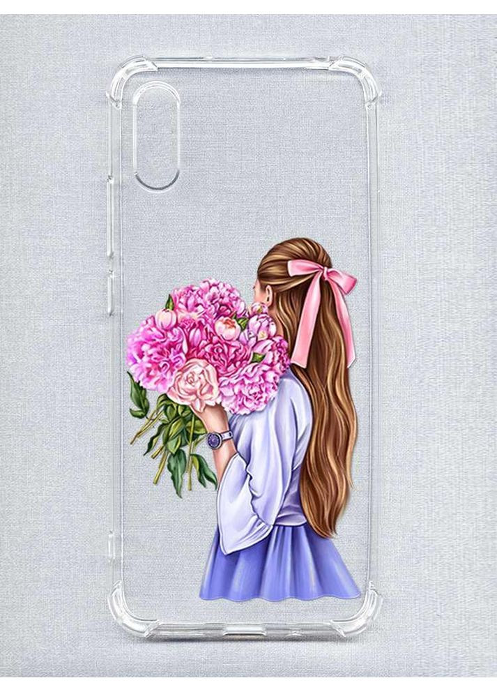 Чохол з потовщеними кутами на Xiaomi Redmi 9A:: Дівчина з півоніями (принт 11) Creative (360708644)
