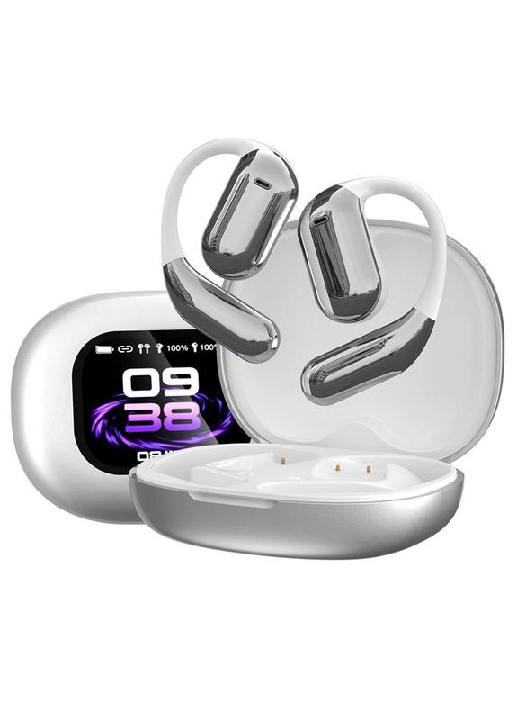 Наушники беспроводные Q16 Pro TWS Earbuds с LED дисплеем, Bluetooth 5.4, ENC, 500mAh Silver No Brand (324610312)