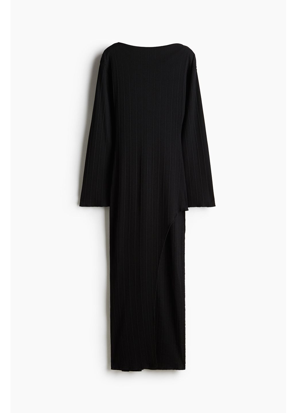 Чорна облягаюче плаття довжиною до литок з еластичної тканини в рубчик жіноча чорна s,м H&M однотонна