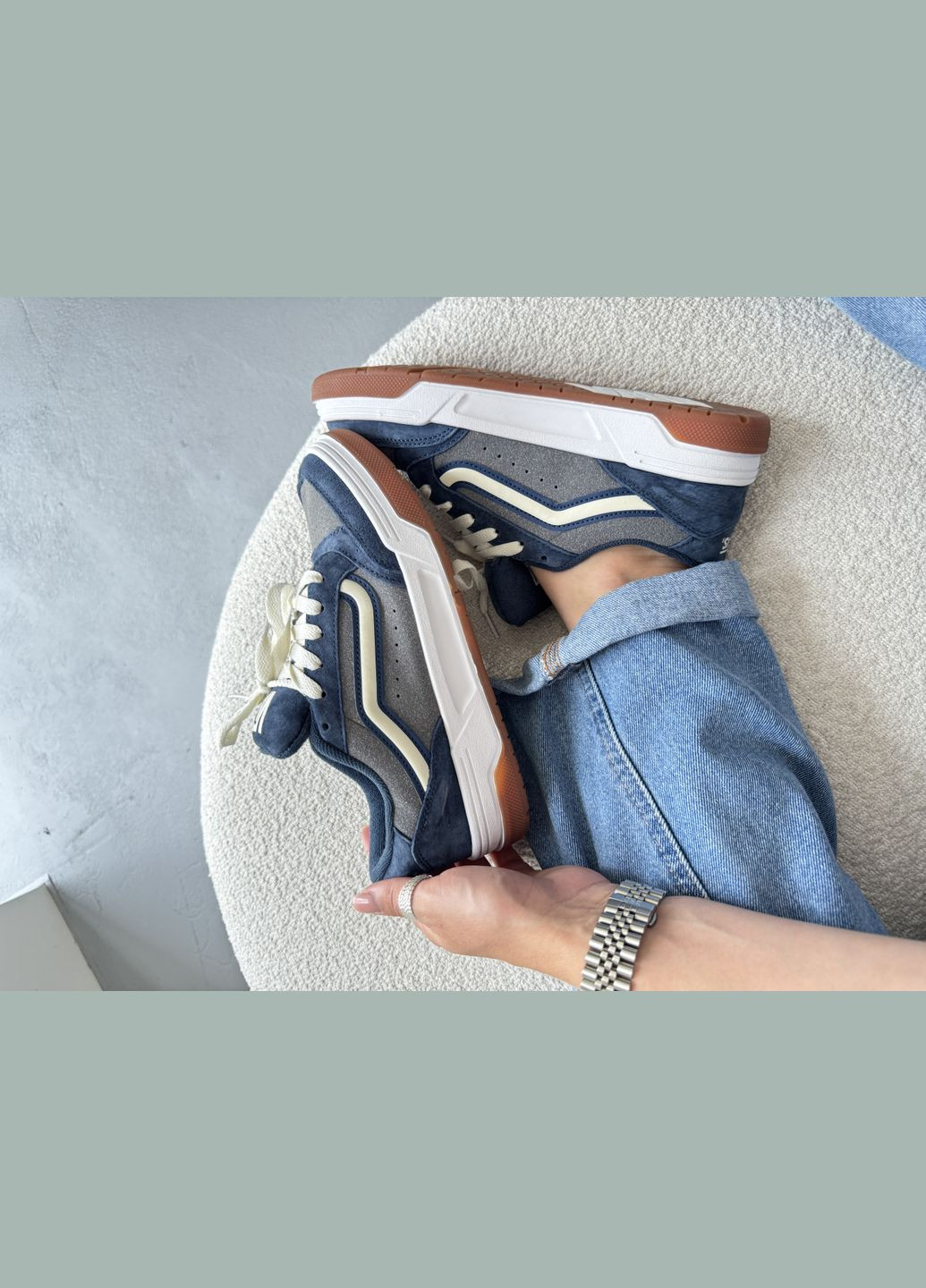 Синие демисезонные кроссовки мужские и женские vans hylane nineties navy blue | ванс хайлейн синие No Brand