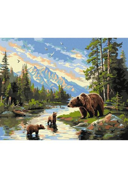 Картина по номерах "Ведмедиця і ведмежата" 40х50 см Ідейка (369785880)