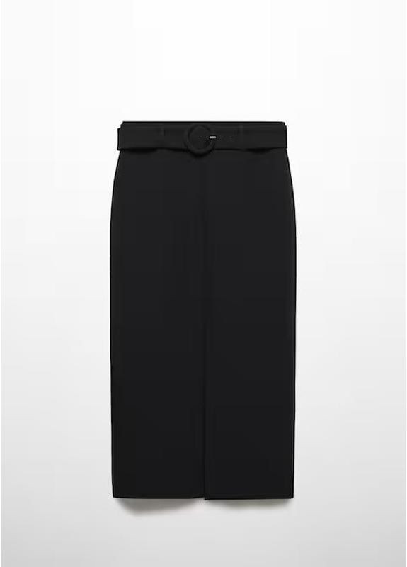 Чорна спідниця юбка міді олівець з розрізом по фігурі базова Mango (370796416)