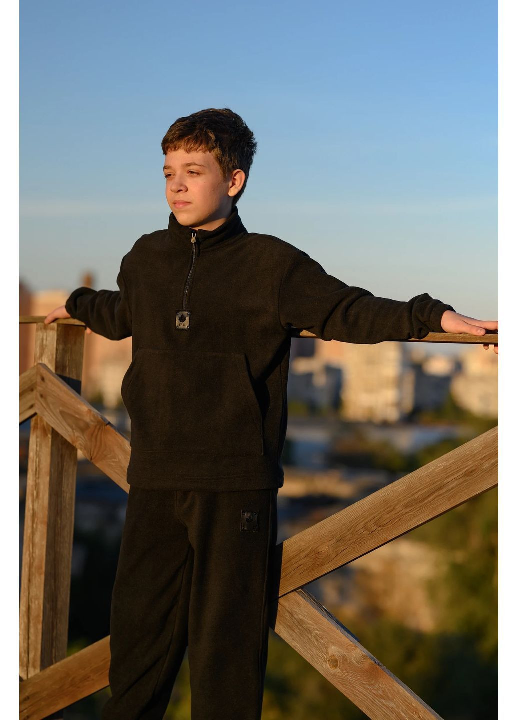 Черный флисовый костюм для мальчиков / подростков No Brand