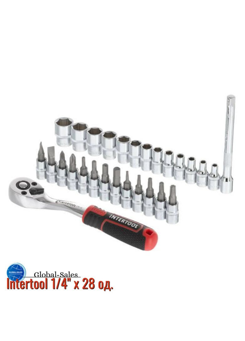 Набор инструментов на планке Intertool 1/4" x 28 ед. Storm (ET-8018) Mastertool (349819818)