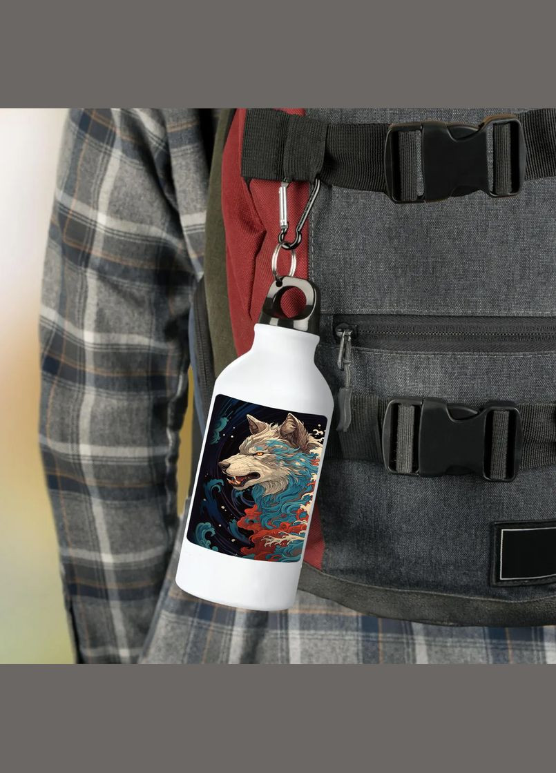 Фляга (бутылка) для воды с карабином 500 мл Металлическая (Туристическая, Для кемпинга, Для спорта) #82 500 мл Белый No Brand (323639742)