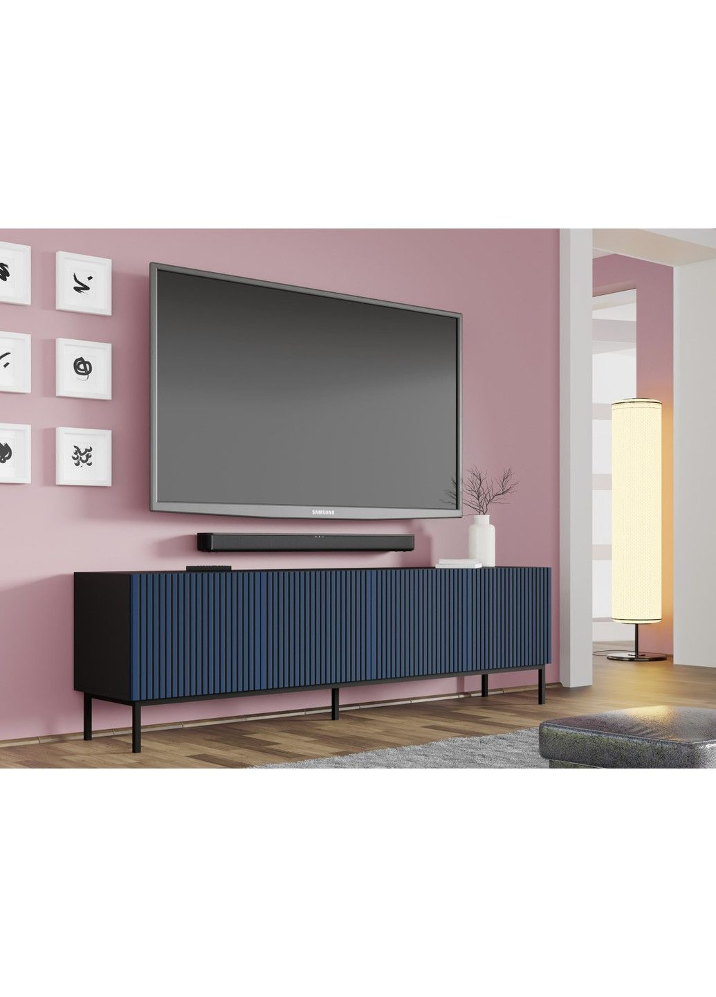 Тумба под телевизор в гостиную Ravenna F 200 4D синяя Bim Furniture (291124541)