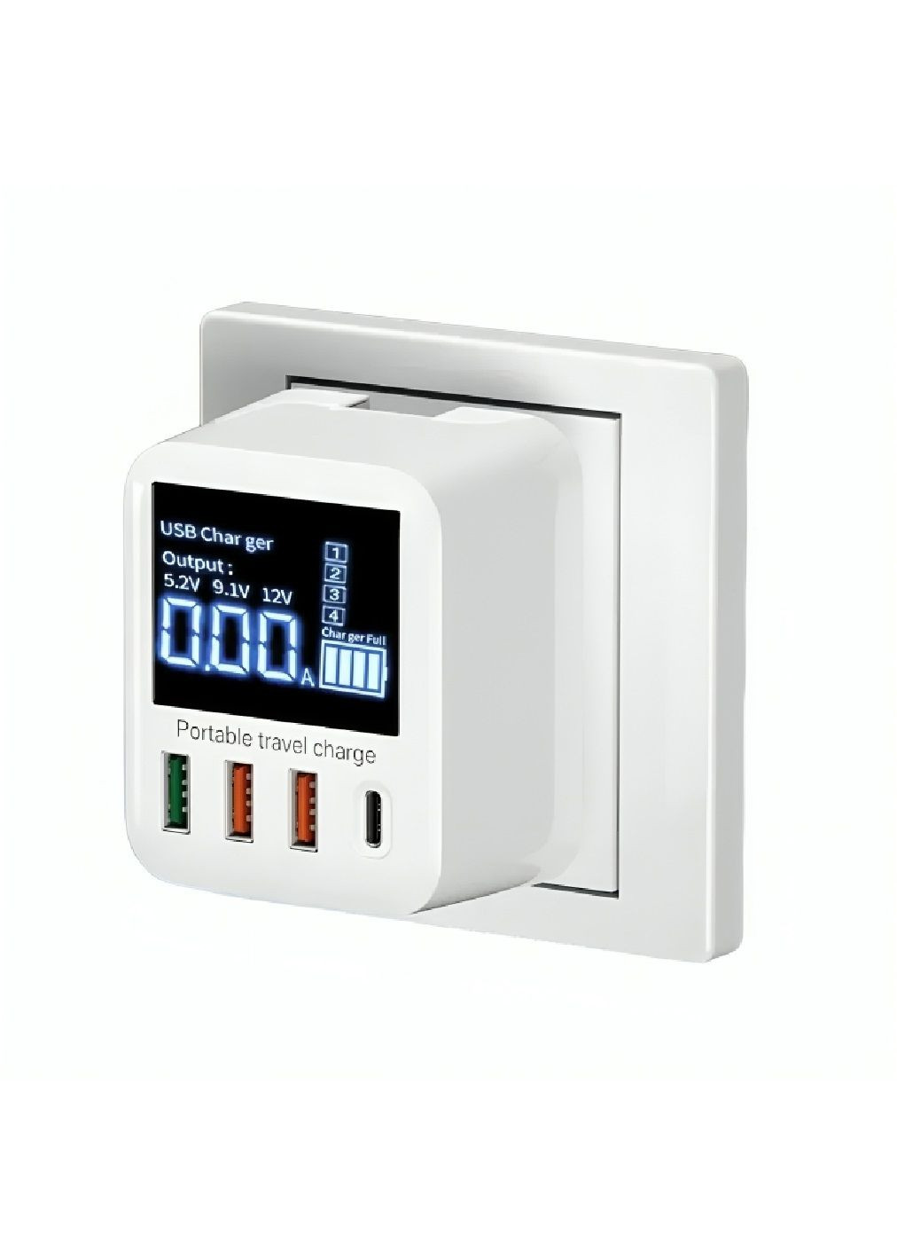 Сетевое зарядное устройство с дисплеем быстрой зарядкой 4 USB портами 40 Вт QC3.0 PD3.0 (477862-Prob) Белая Unbranded (300566975)