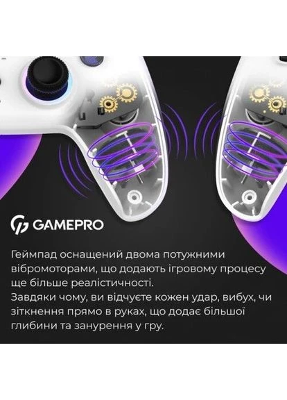 Геймпад GPS13W,, бездротовий (Bluetooth / Type-C), для ПК / PS3 / PS4 / Switch / Android / iOS, 14 кнопок / 2 аналогові стіки / GAMEPRO (395341402)