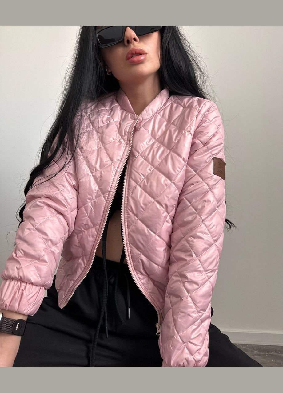 Рожева демісезонна красива якісна однотонна куртка з плащівки лаке на силіконі 100, легка ніжна рожева куртка з утеплювачем No Brand 1041