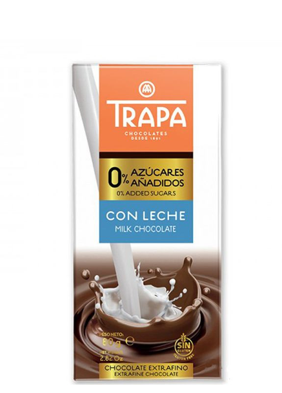 Молочний шоколад без цукру та глютену Trapa, 80 г No Brand (323168927)
