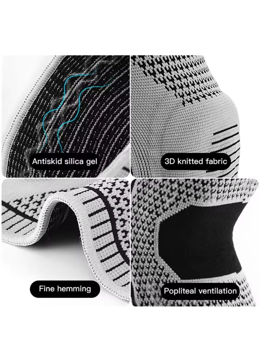 Наколінник ортопедичний з силіконовим гелевим кільцем для фіксації коліна для спорту та реабілітації White No Brand (361152150)