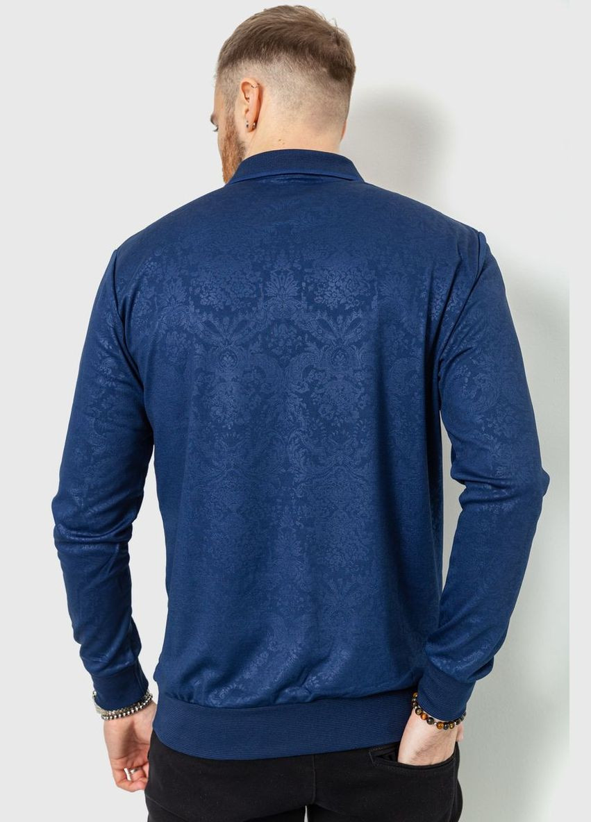 Темно-синяя футболка-поло мужское с длинным рукавом, цвет грифельный, для мужчин Ager