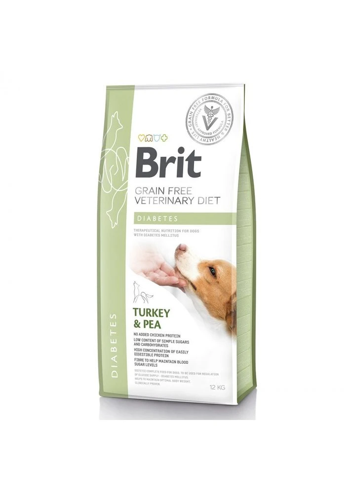 Корм сухий Grain Free VetDiet Dog Diabetes для собак з цукровим діабетом з індичкою та горохом 12 кг Brit (381175435)