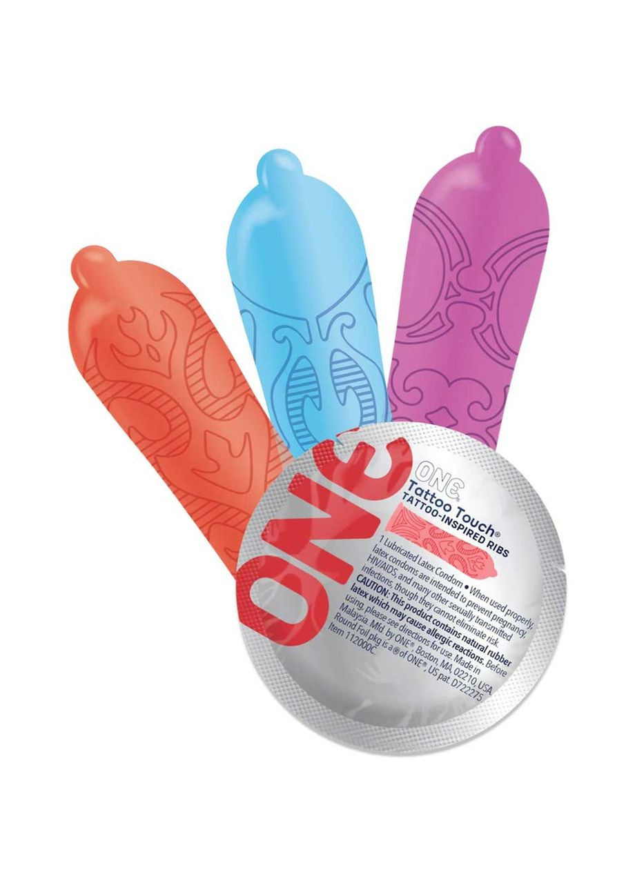 Набор презервативов с рельефом в виде тату Tattoo Touch (цена за упаковку, 100 шт.) One (303878502)