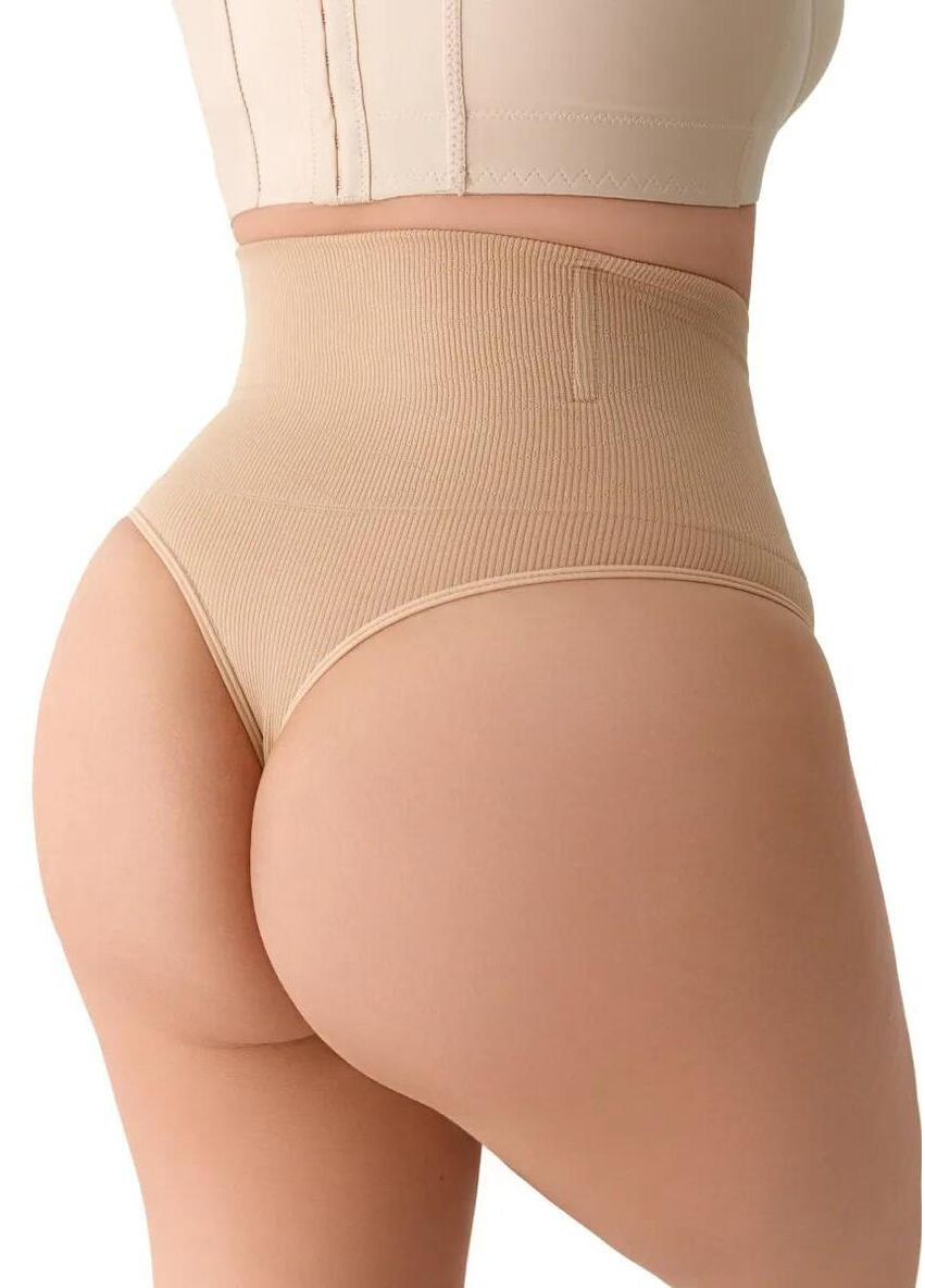 Корректирующие женские трусики стринги с ребрами жесткости утягивающие трусы на высокой посадке коррекционное белье утяжка талии Cindylove (341538411)