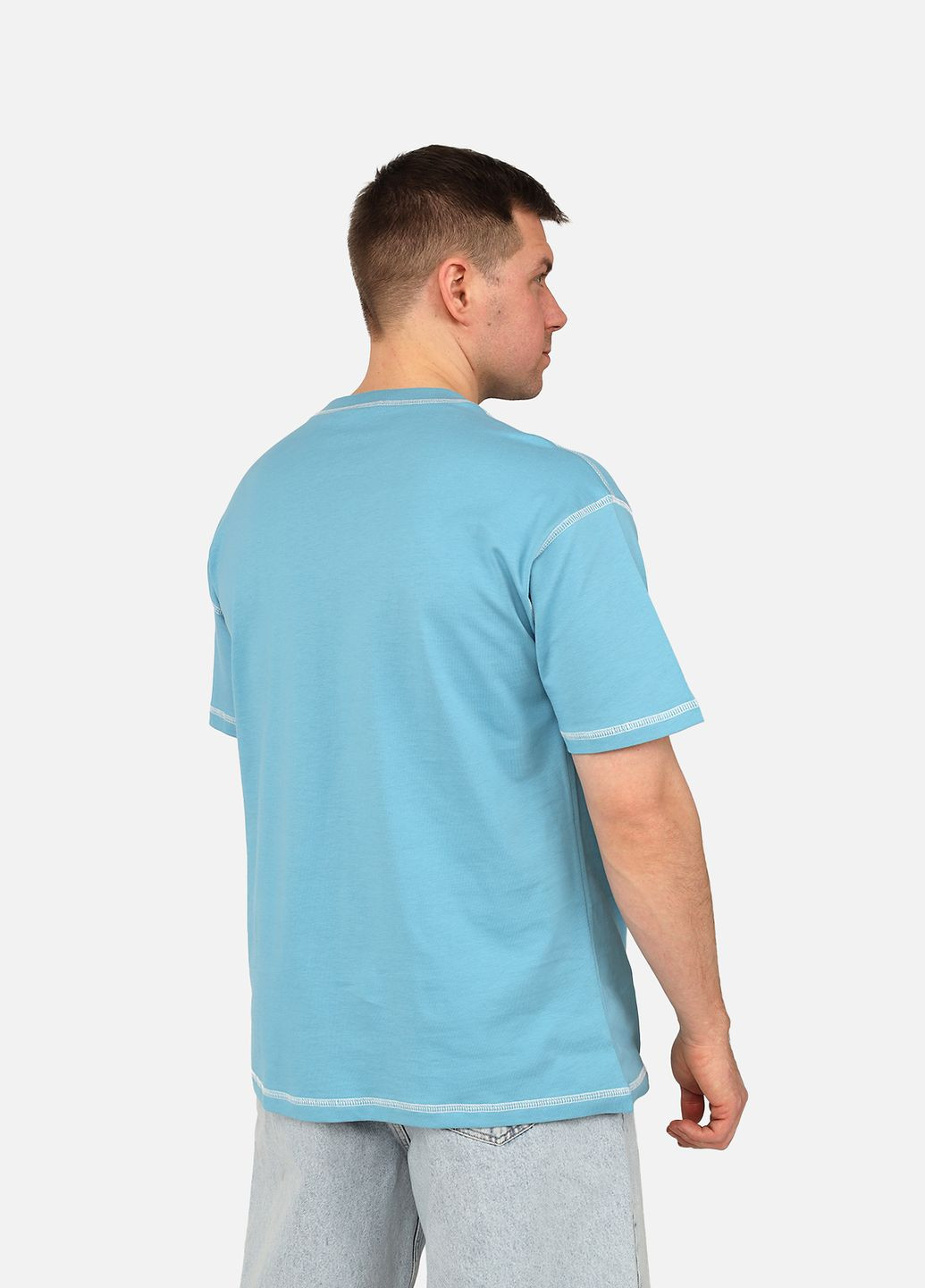 Голубая футболка с коротким рукавом мужская цвет голубой цб-00271786 Clang