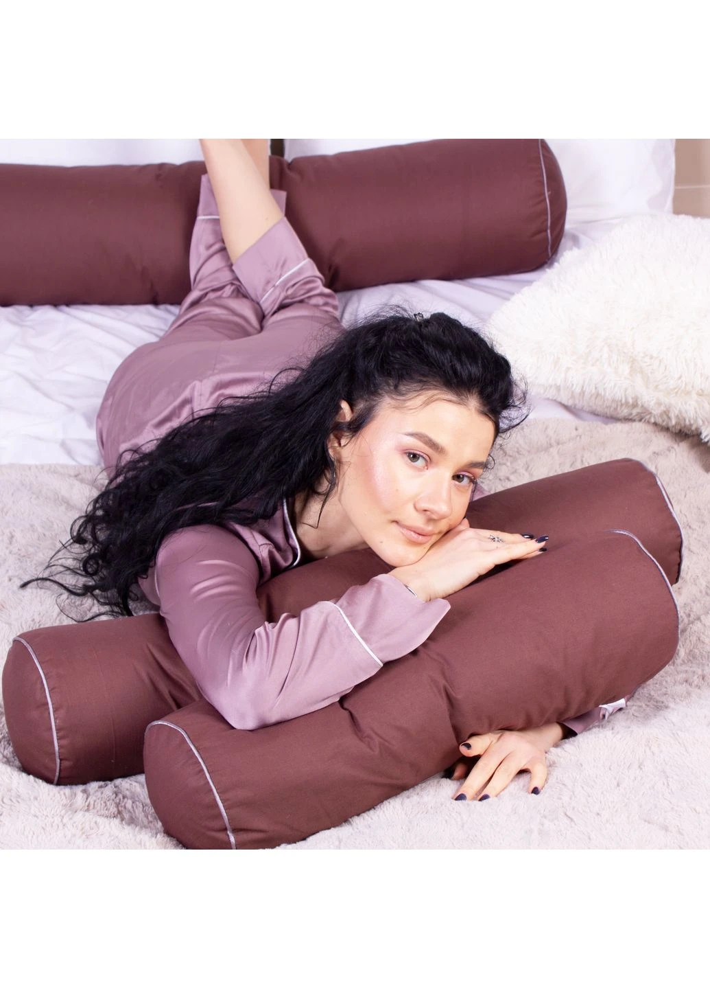 Подушка-валик №8377 Naturale Line 19-1217 Chocolate Perla BamBoo 16*60 Mirson (397380695)
