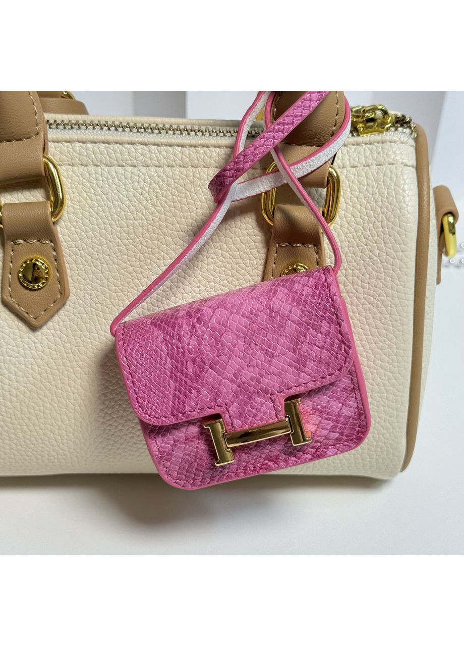 Розовая мини сумочка-брелок под змею. Стильный упор на сумку. Женский модный аксессуар B&S (370439521)