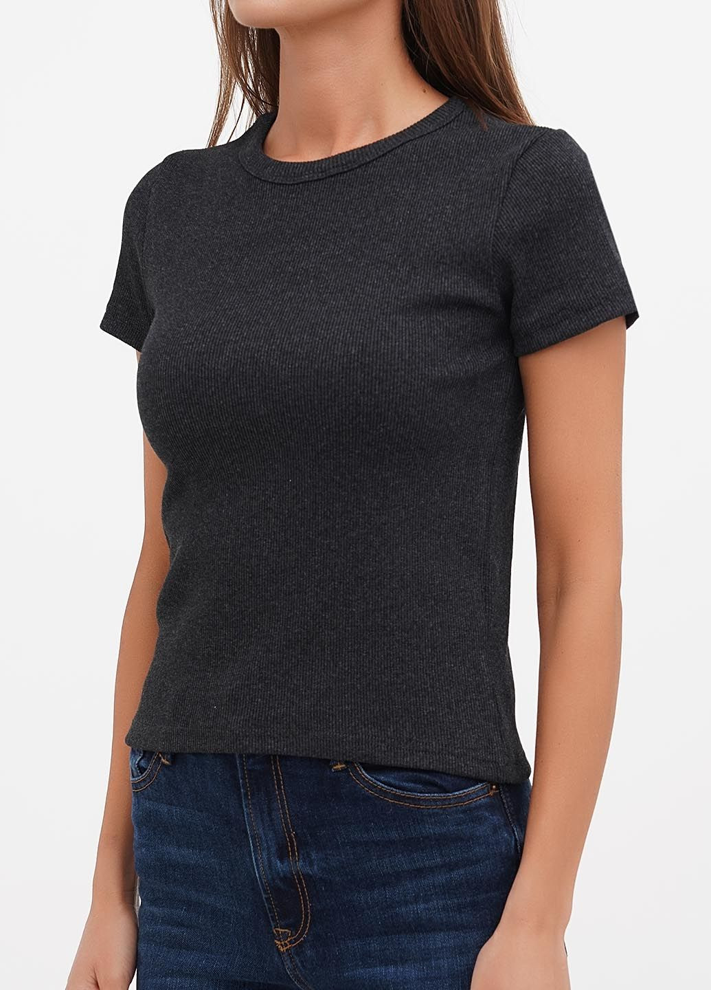 Облегающая женская футболка из трикотажного рубчика для повседневной носки (hb596456) HiBrand - (346241384)