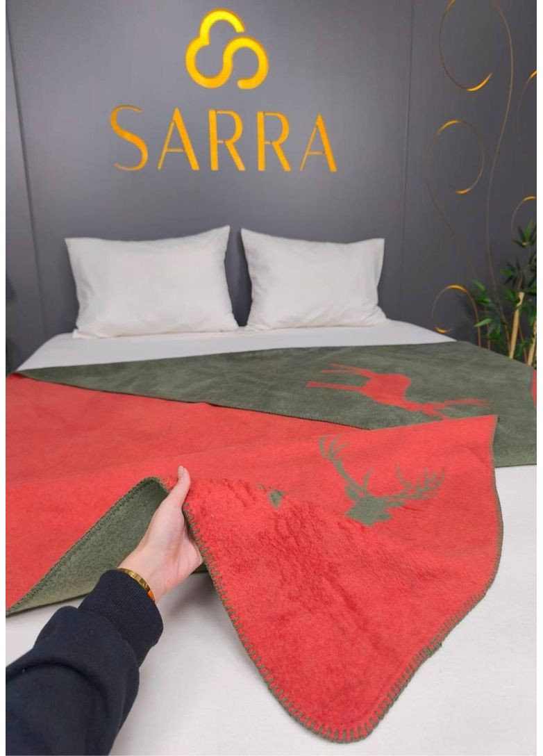Плед-покривало SARRA Бавовна Червоно-оливковий Односпальний 150х200 см TC303376070 TURComFor (365750927)