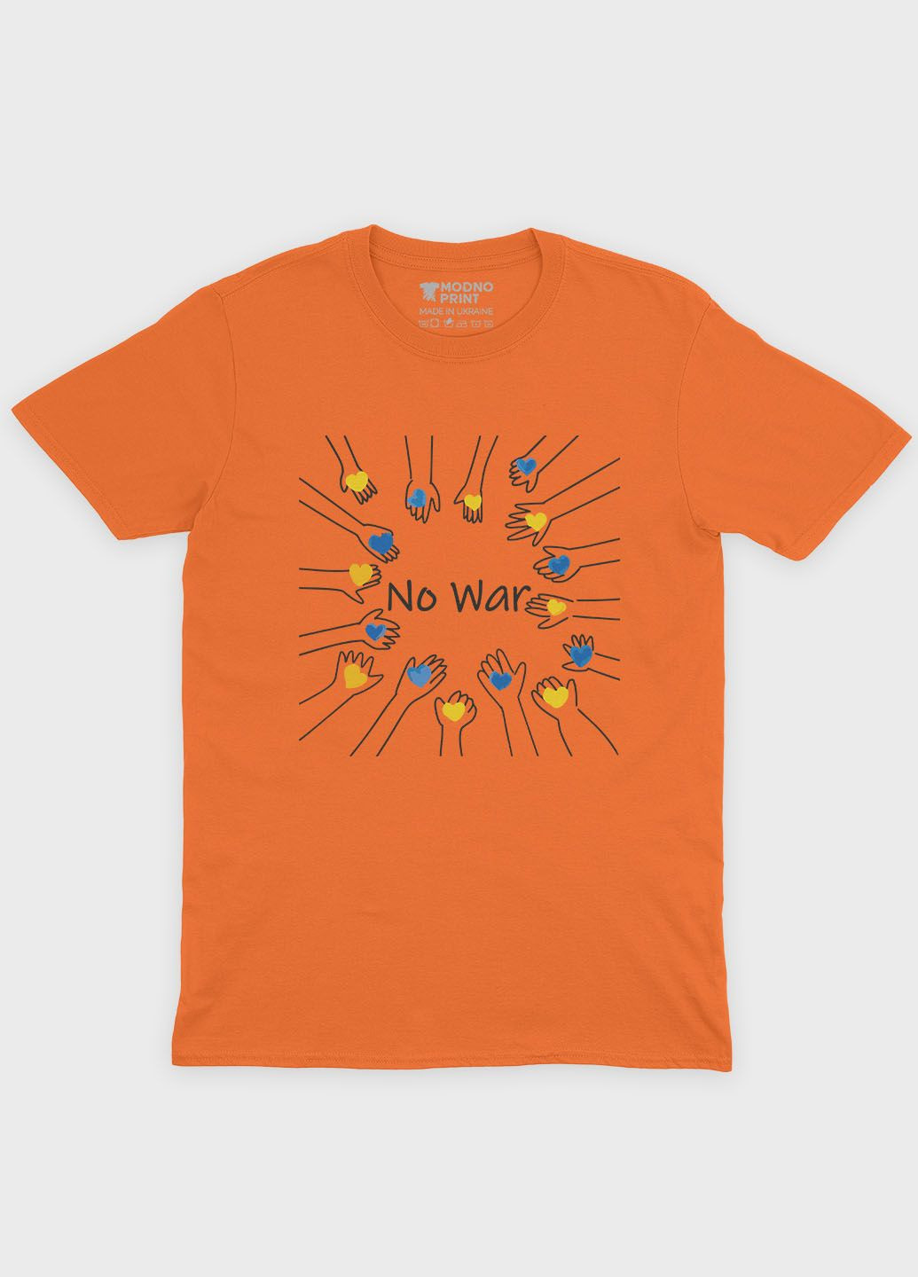 Оранжевая мужская футболка с патриотическим принтом no war (ts001-1-ora-005-1-028) Modno