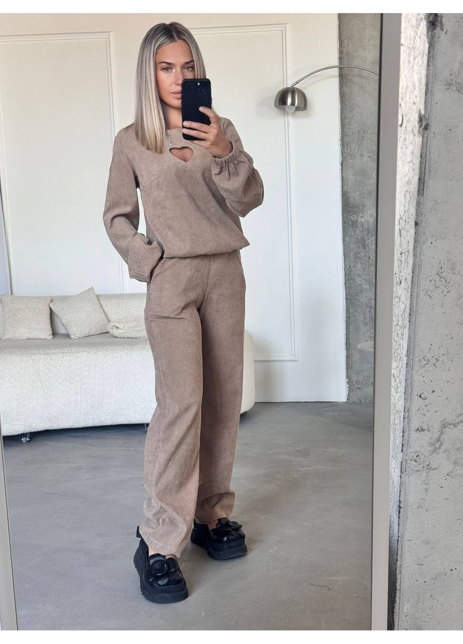 Стильний вельветовий костюм із кофтою сердечним вирізом | ЗАМІР В ОПИСІ DK/DL Мода без кордонів (370682732)